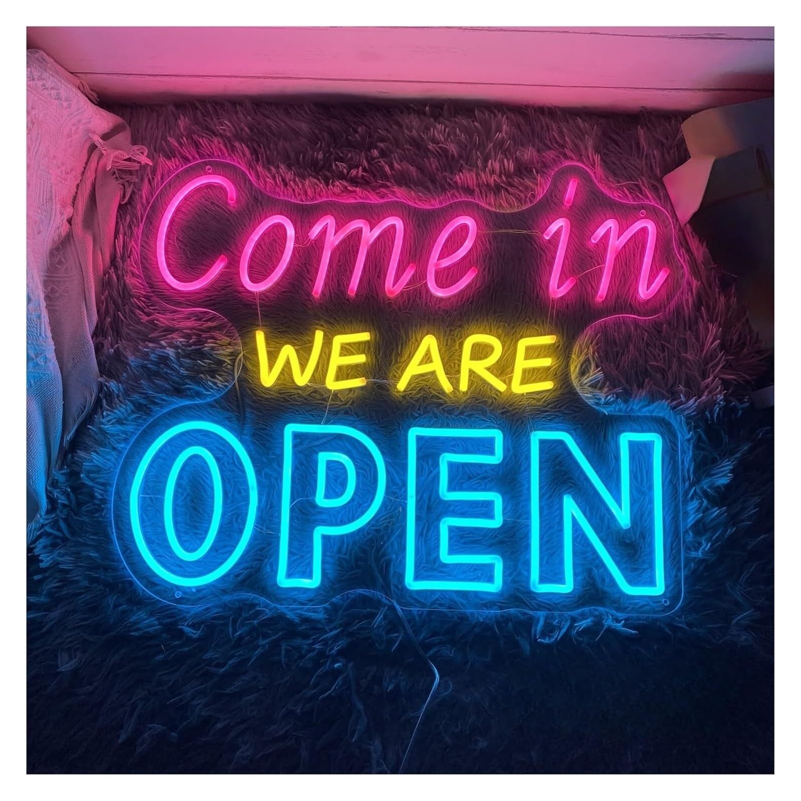 Néons Néon Enseignes lumineuses Decor Enseigne Au Come In We Are Open Lumière Ouverte