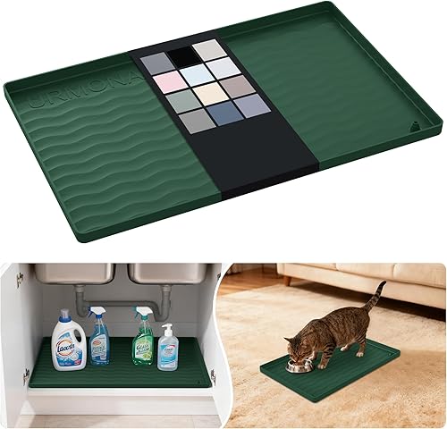 Miniatura 24 de URMONA Tapete de silicona impermeable para debajo del fregadero de 40 x 22 pulgadas, forro para estante de cocina y baño, protector de gabinete y