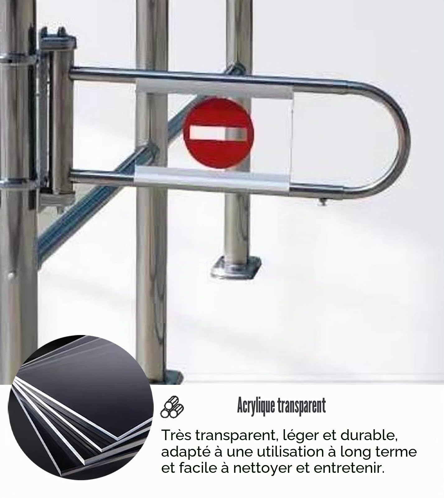 Portillon de Sécurité Métallique Réglable pour Entrée Simple, Portillon de Transfert pour Contrôle des Tickets, Channels D'importation et D'exportation pour Couloir Panoramique(Silver+clear,1pc)