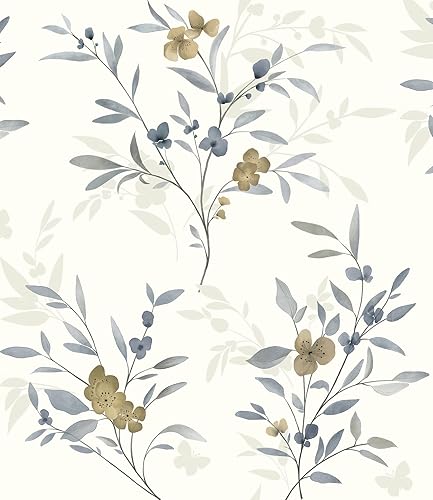 Papel tapiz blanco y dorado, papel de contacto floral, hojas de flores, papel tapiz impermeable, autoadhesivo, extraíble, papel de contacto moderno,