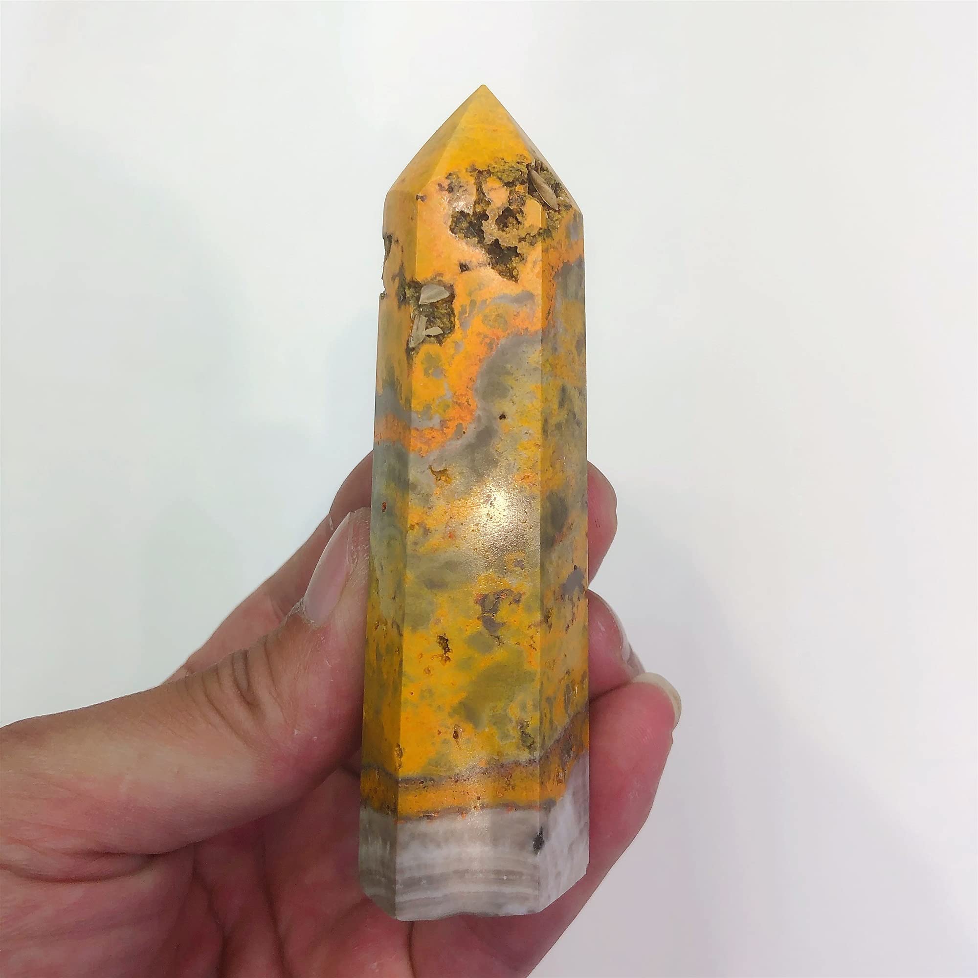 GHJGHJ Quartz Natural Crystals Bumblebee Tower Energy Point Stone Room Home Office Aquarium Decoration Accessories Gemstone (Size : 160-180g)