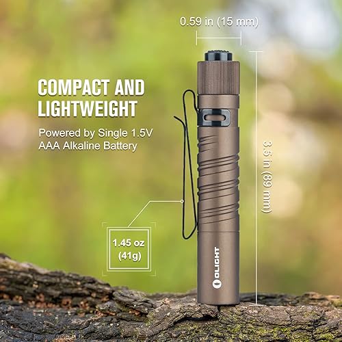 Miniatura 4 de OLIGHT I3T EOS 180 lúmenes de doble salida Slim EDC linterna para acampar y senderismo, linterna con interruptor de cola con batería AAA (TI)