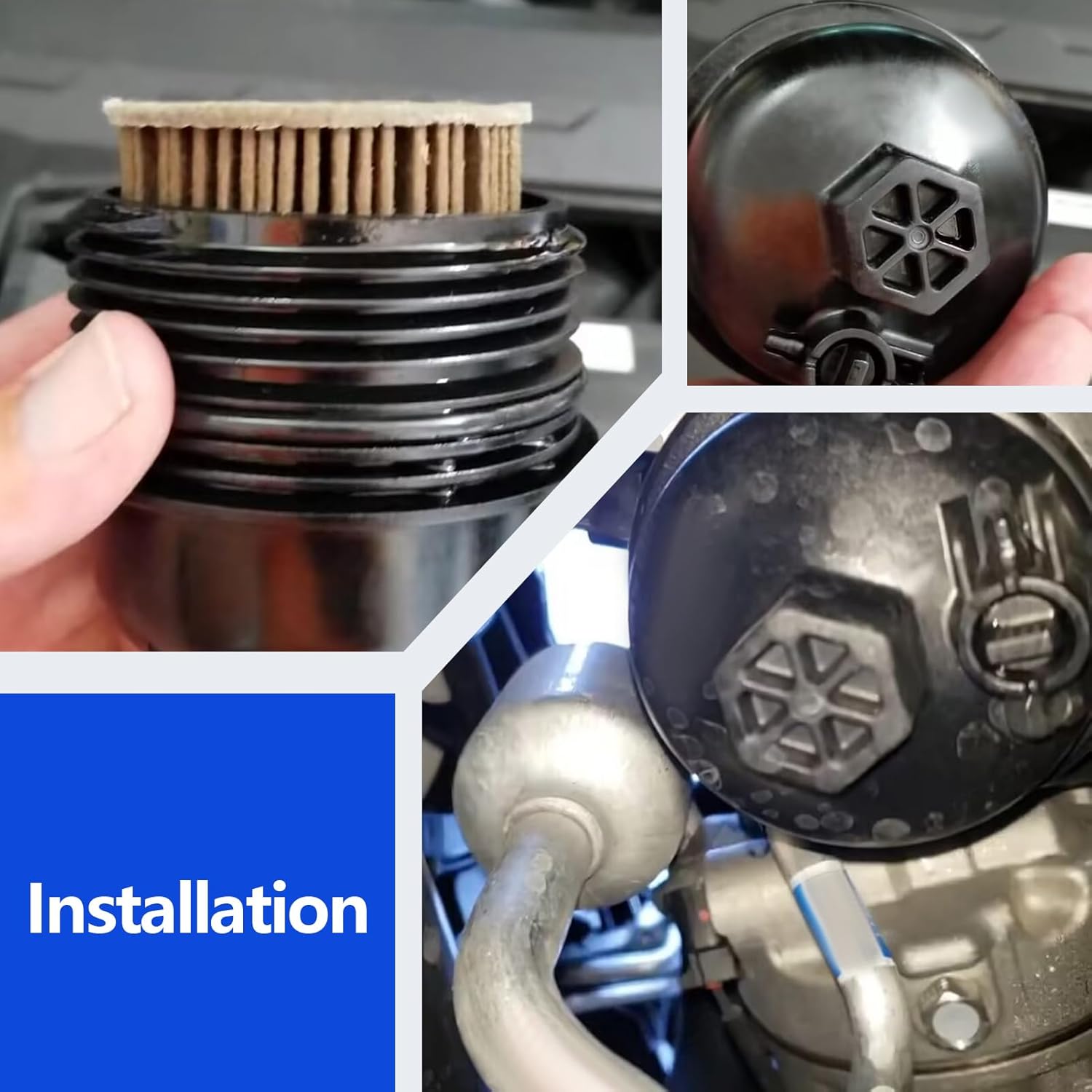 Engine Oil Filter Housing Cover Cap Assembly Kit Compatible with 2020-23 Sonata Venue Rio 2021-23 Elantra Santa Fe K5 Sorento 2022-23 Kona Tucson 2023 Sportag 2020-22 Accent Part Number 26315-2M000