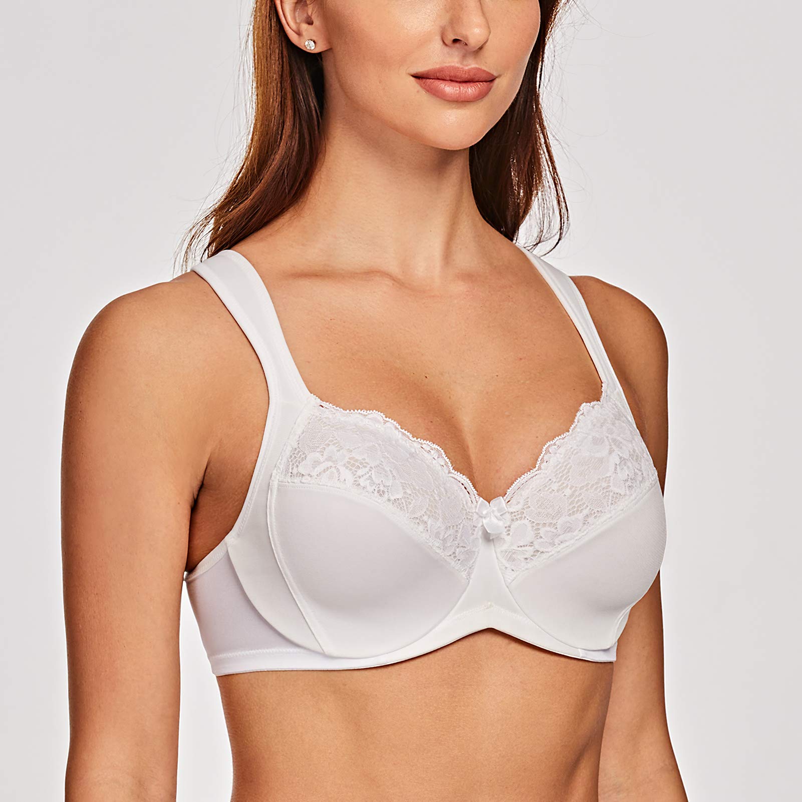 MELENECA Donna Reggiseno Pizzo Minimizer Taglie Forti Cinghie Imbottite Coppa Piena con Ferretto