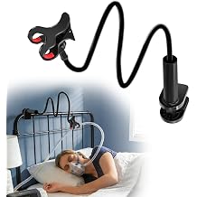 CPAP Hose Hanger, Adjustable CPAP Hose Holder, Metal Core Supports Any Angle Adjustment, Extra Large Clip For Securing Storage Accessories, No Drill Needed Black