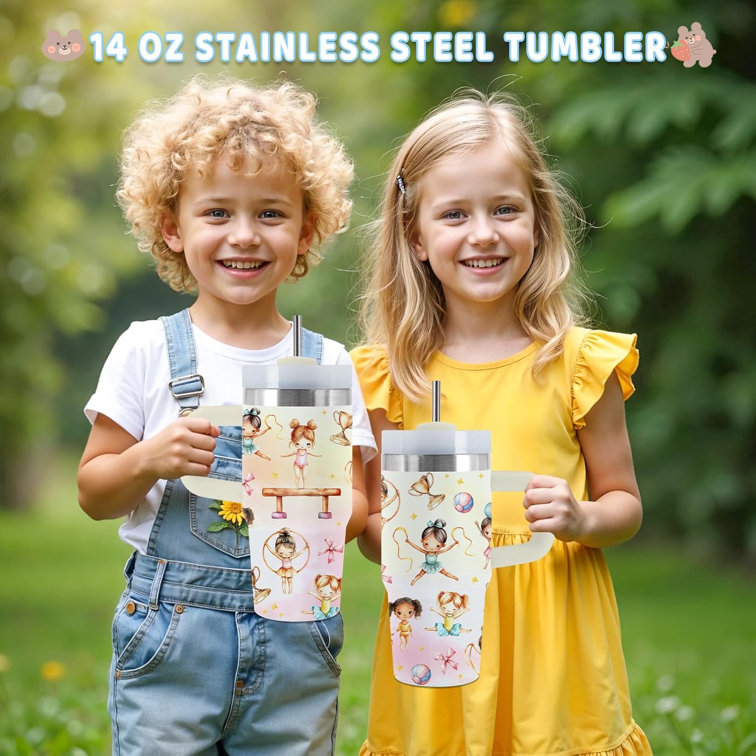 Gymnastics Gifts, 14 Oz Gymnastic Tumbler with Handle & Straw, Thanksgiving Christmas Birthday Gift for Gymnastics Coach, Gymnastic Stainless Steel Tumbler for Daughter, Dance Gifts, 1 PCS - Image 7