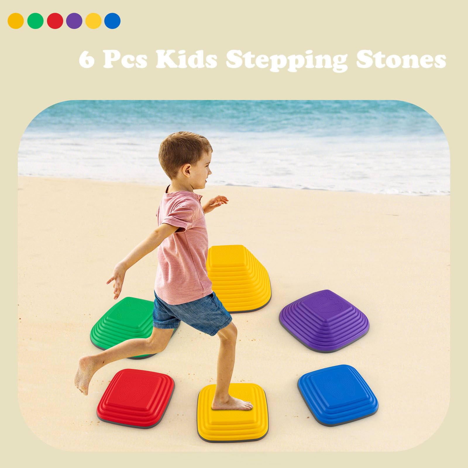 Homasis 6/11 Piedras de Equilibrio, Duraderas Apilables Antideslizante para Niños, Bloques de Equilibrio de Interior y Exterior para 3+ Años