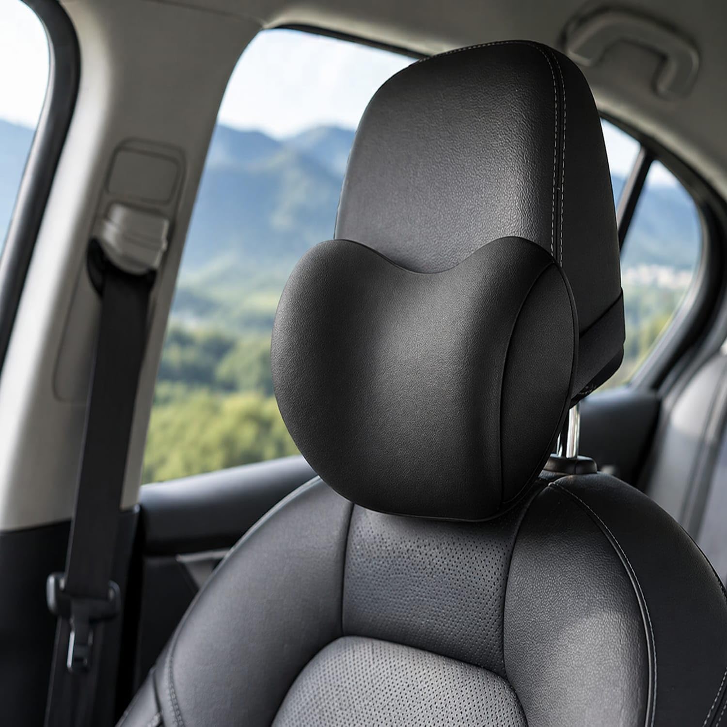 MONSSA Car Neck Rest Pillow|Ergonomic Memory Foam Headrest Cushion for Neck Pain Relief|Adjustable Car Seat Support Pillow with Washable Cover|Universal Travel & Driving Comfort Pillow Gray(PACK OF 1)-picture-22