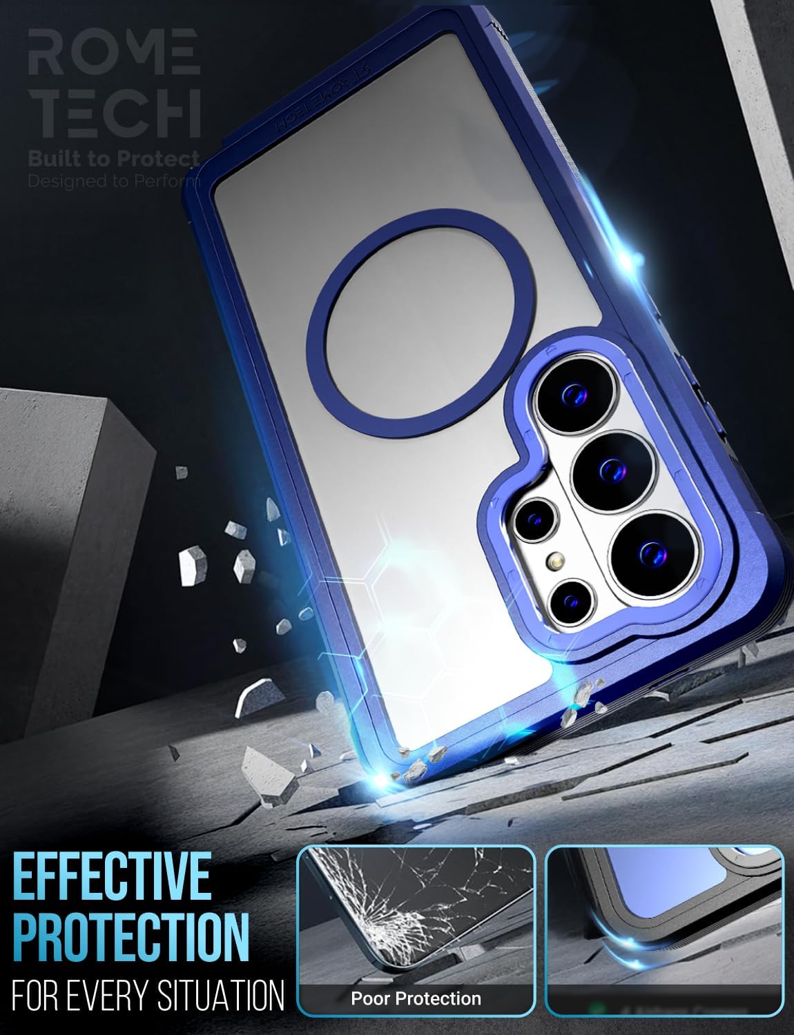 Designed for Samsung Galaxy S26 Ultra Case with Belt Clip Holster, Kickstand Slim Cover Compatible with Magsafe Chargers - Phone Case for S26 Ultra- Blue