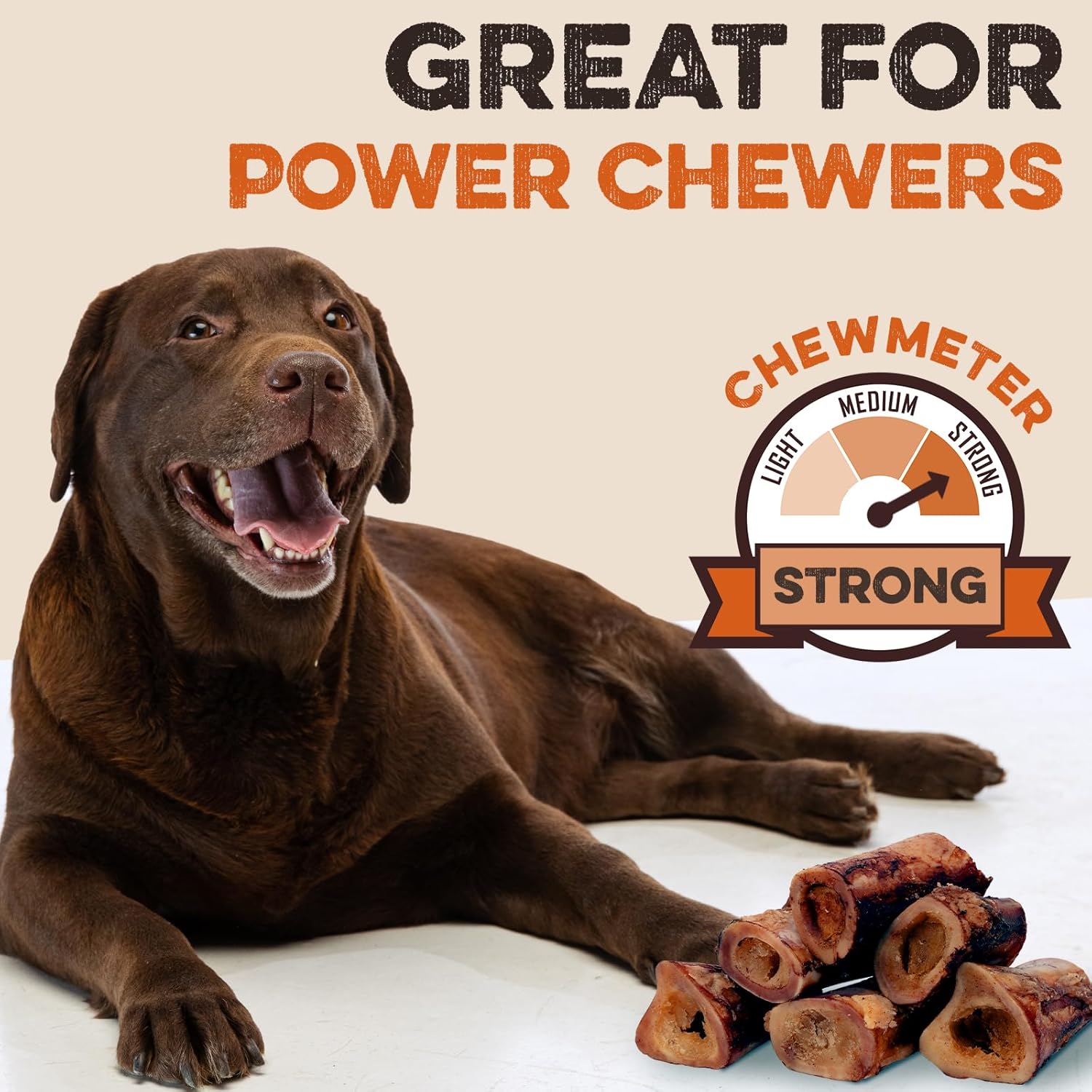 BRUTUS & BARNABY Liver Basted Beef Marrow Bones for Dogs – Grass-Fed, All Natural, Long Lasting Dog Bones – Real Bone Marrow Dog Treats for Aggressive Chewers, 12 Count