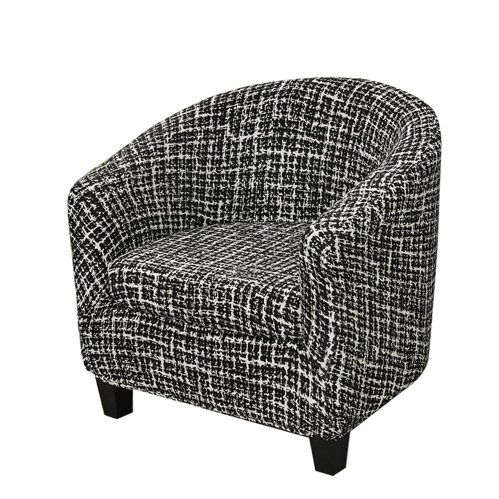 Highdi Classic Black Tub Chair Cover 2-Piece For Armchair, Modern Geometry Slipcovers Cushion Cover Stretch Dust Proof Removable Washable Furniture Protector Covers For Club Tub Chair (Classic Black)