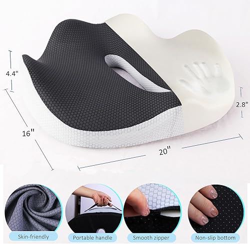 Miniatura 2 de Dermoer Cojín de asiento para sillas de oficina, escritorio, hogar y automóvil, cómodo, apoyo, antideslizante, almohadilla de espuma viscoelástica