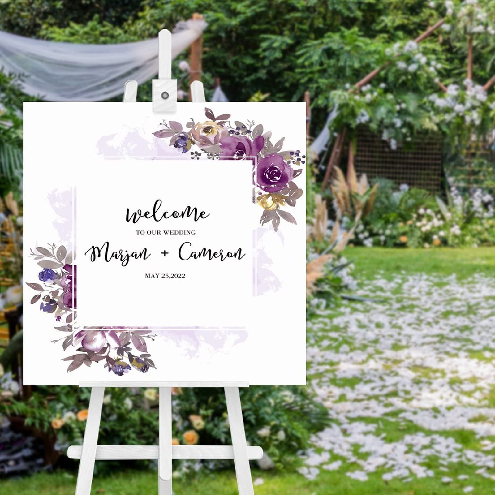 Holzschild mit Aufschrift "Welcome to Our Wedding", Hochzeitsschilder, personalisierbar, für Hochzeitsfeier, Willkommensschild für Hochzeitsempfang, 50,8 x 50,8 cm