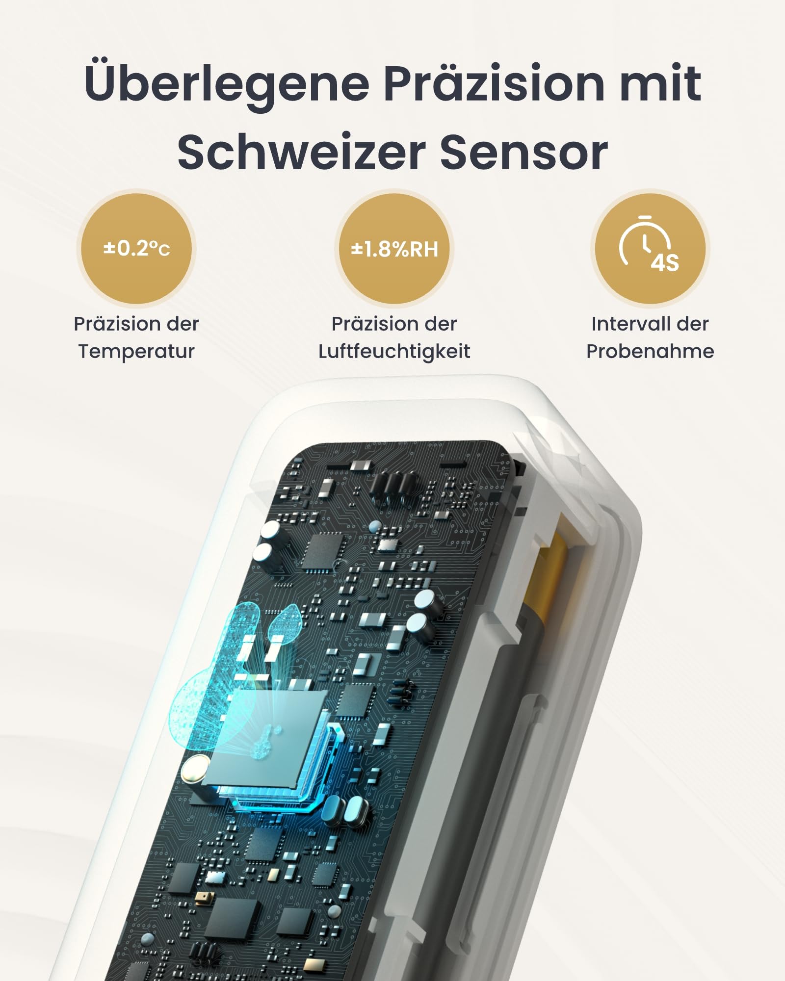 SwitchBot IP65 Hygrometer Thermometer Innen Außen, Bluetooth Thermometer con Taupunkt/VPD/Absolute Feuchtigkeitssensor, Außenthermometer, Datenspeicherung für Gewächshaus Weinkeller 3er-Pack