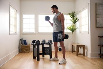 NordicTrack 55 lb Select-a-Weight Dumbbell Pair with Universal Dumbbell Stand Bundle