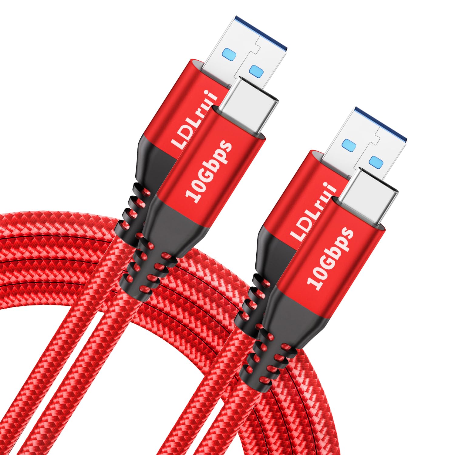 USB 3.2 Gen 2 USB C Data Cable 10Gbps [2Pack 3ft], Type C Charger Cord Fast Charging & High Speed Data Transfer for iPhone 16/15Pro, iPad Air 4, Samsung Galaxy S24/S23, Pixel 7, Moto, Car - Red