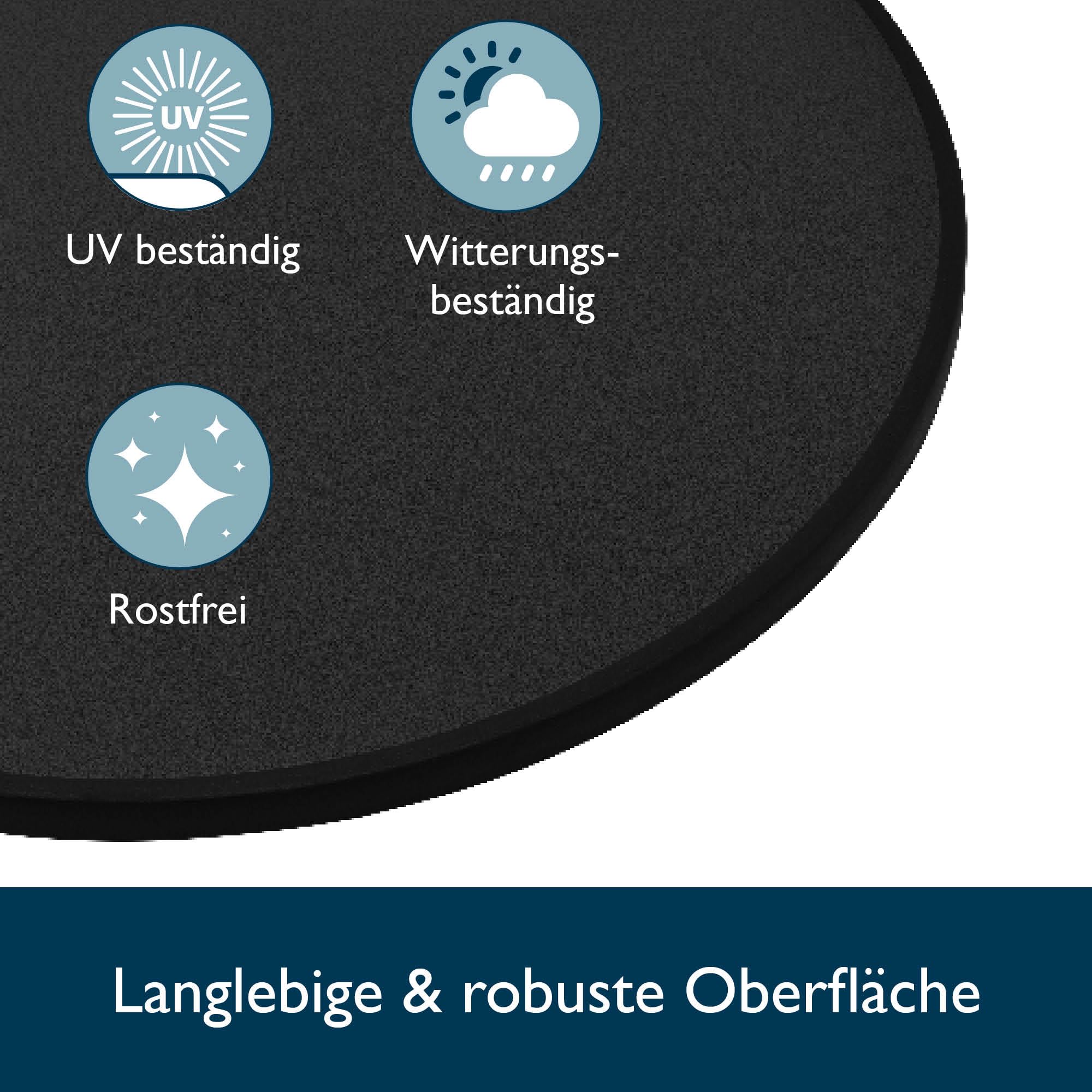 Beautissu Stehtisch klappbar 80 cm Schwarz Bellini – Kratzfest Stabil Wetterbeständig – Stehtische Outdoor Bistrotisch Rund Montage leicht Halterung vormontiert– Biertisch Partytisch Klappbar Bartisch