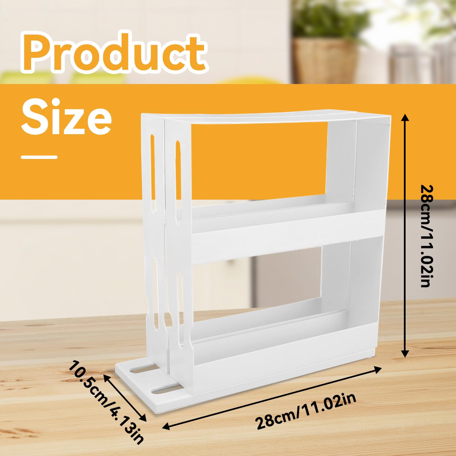 Estante expandible para especias, organizador giratorio de 2 niveles, versátil soporte de especias de plástico blanco para condimentos y cosméticos, solución ideal para almacenamiento de cocina y baño