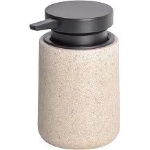 Clasin Home Liquid Soap Dispenser with Easy-to-Press Pump, 10 oz Refillable Hand Soap Dispenser with Extended Spout for Bathroom Kitchen Dish Lotion, Modern Stone Texture Beige