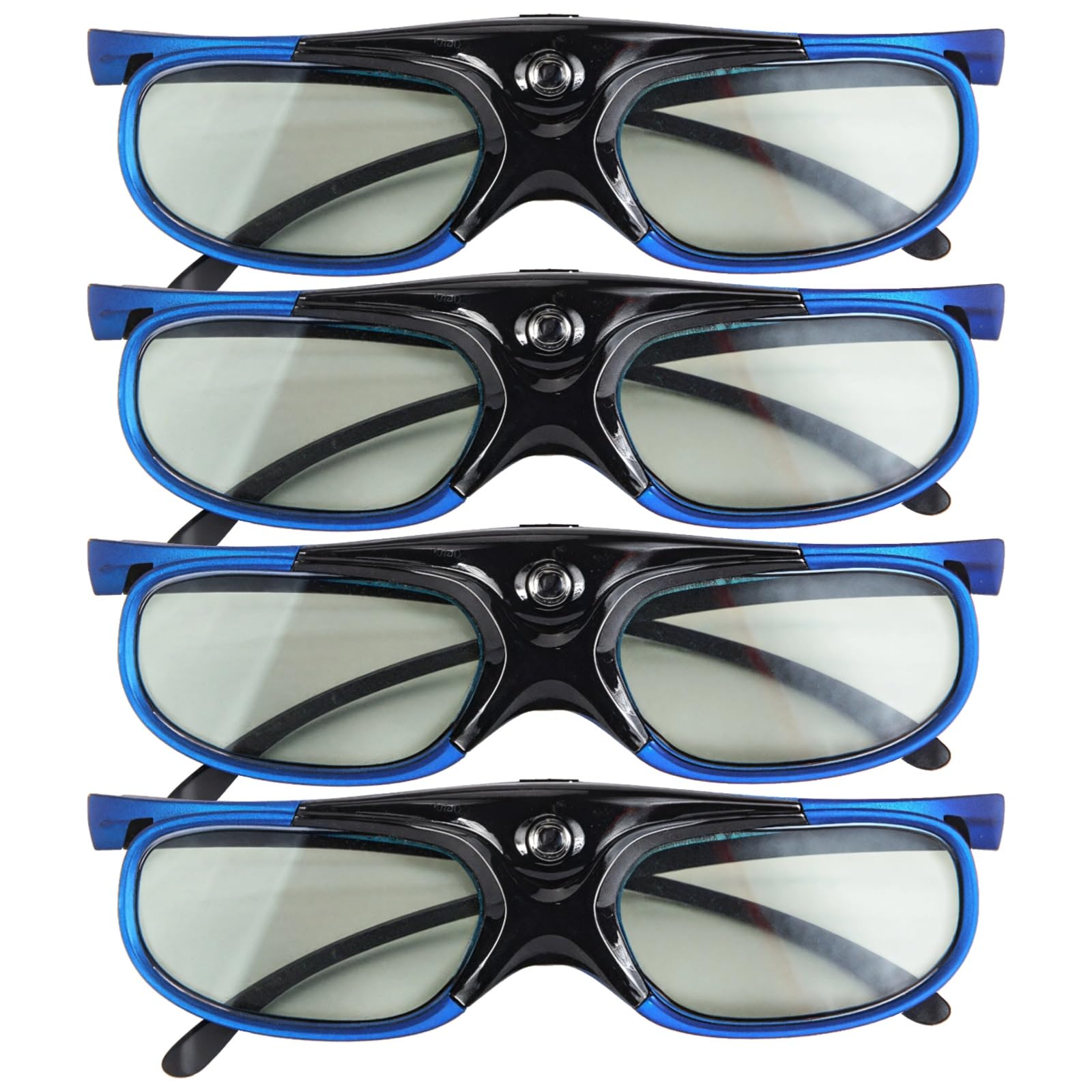 4 paia di occhiali 3D Active Shutter per proiettori DLP-LINK, XGIMI, JMGO, frequenza di aggiornamento 144 Hz, ampio angolo di visione, ricaricabili, cornice blu
