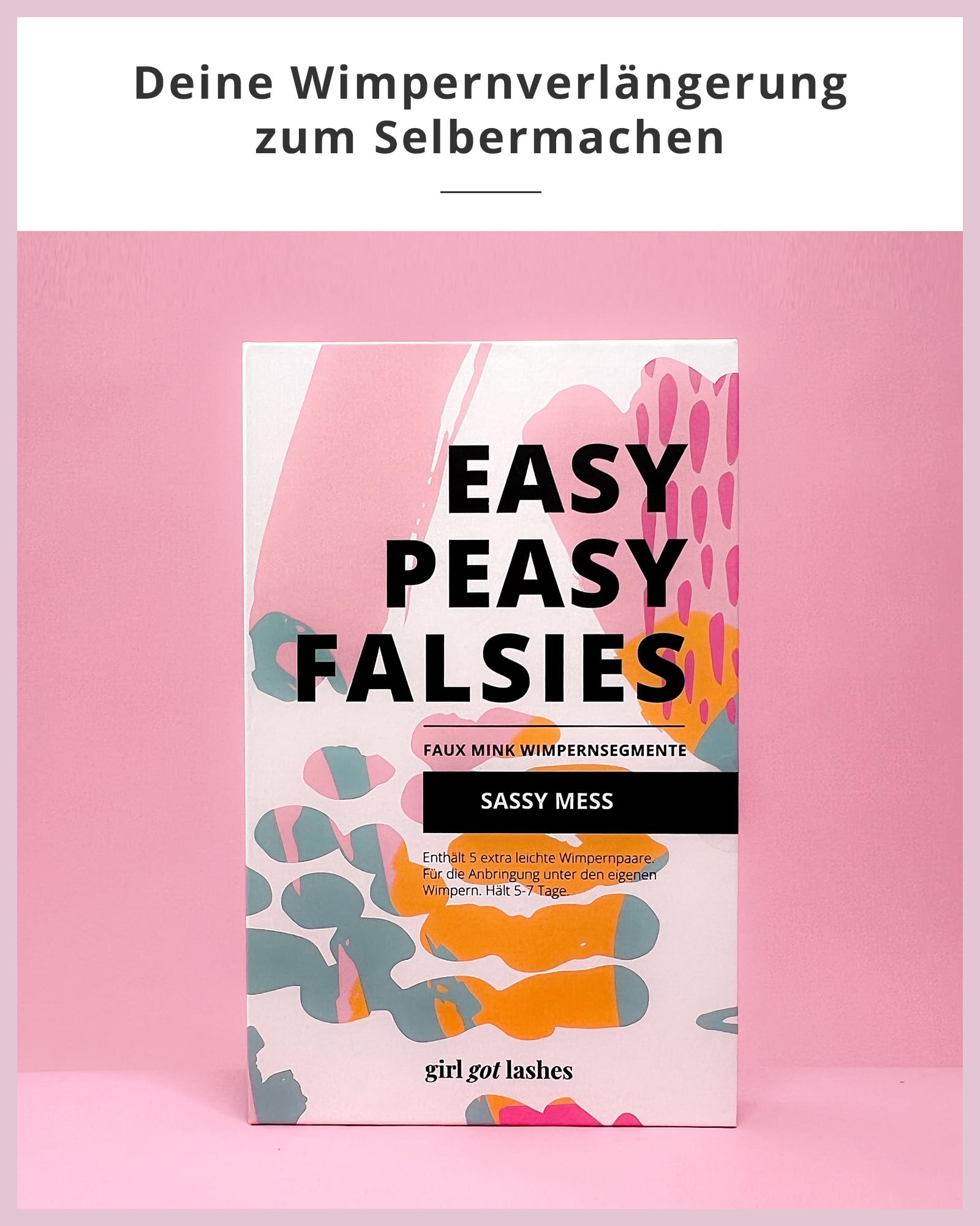 GirlGotLashes Sassy Mess Große Boxen Handgemachte Wimpernextensions Wimpernverlängerung für Zuhause 5 Wimpern-Paare Lashes mit 5-7 Tagen Halt Vegan