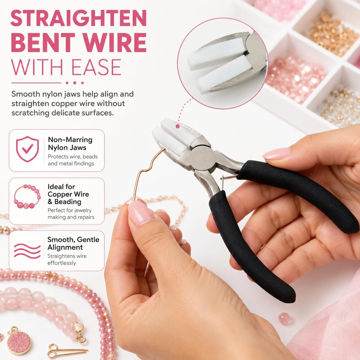 Nylon Jaw Pliers for Jewelry Making, Soft Jaw Pliers for Chain Making,Flat Nose