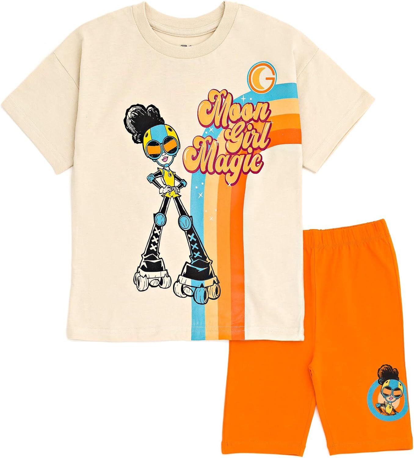 Marvel Girls Oversized Drop Shoulder T-Shirt and Bike Shorts Outfit Set Toddler to Big Kid Sizes (2T - 14-16)