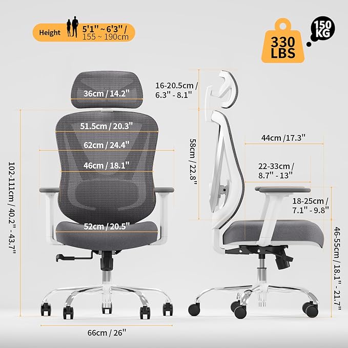 Silla de Oficina Ergonómica con Soporte Lumbar Ajustable y R miniatura 2