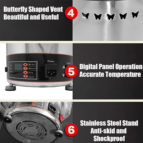 Miniatura 6 de Fuente de chocolate comercial, juego de fondue de chocolate, 4567 niveles de acero inoxidable Fondue controles de calor y motor, para equipo de bufé