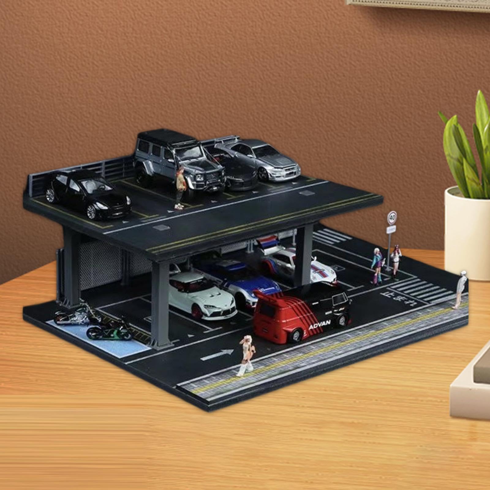Organizador de exhibición de Modelos de automóviles a Escala 1/64, decoración para Diorama de estacionamiento, Altura 10 Cm