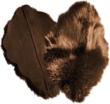 Fur Accents Faux Throw, Small Toss Rug - Brown or Black, Suede Lined Dark Brown