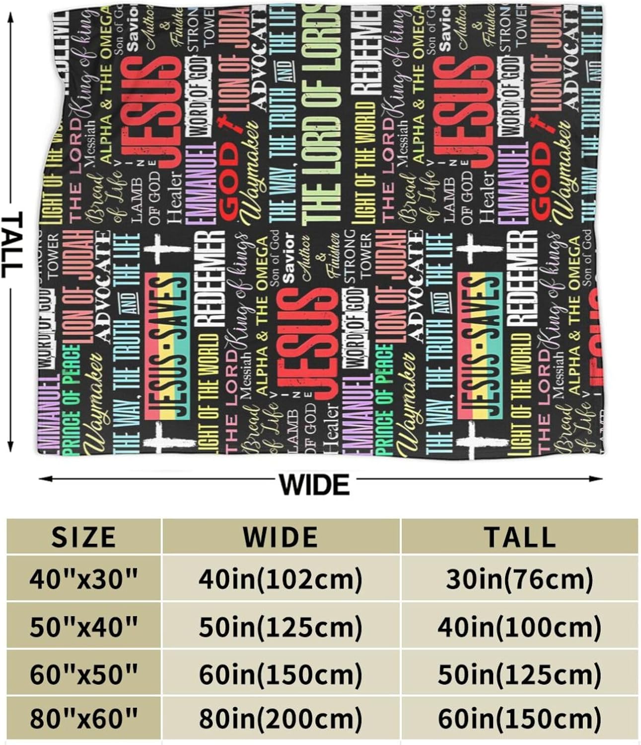 Jesus Cross Blanket Lightweight Cozy Fleece Throw Blankets Soft Warm Plush Christian Blankets and Throws for Couch Sofa Bed Travel Blanket All-Season 80x60 inch