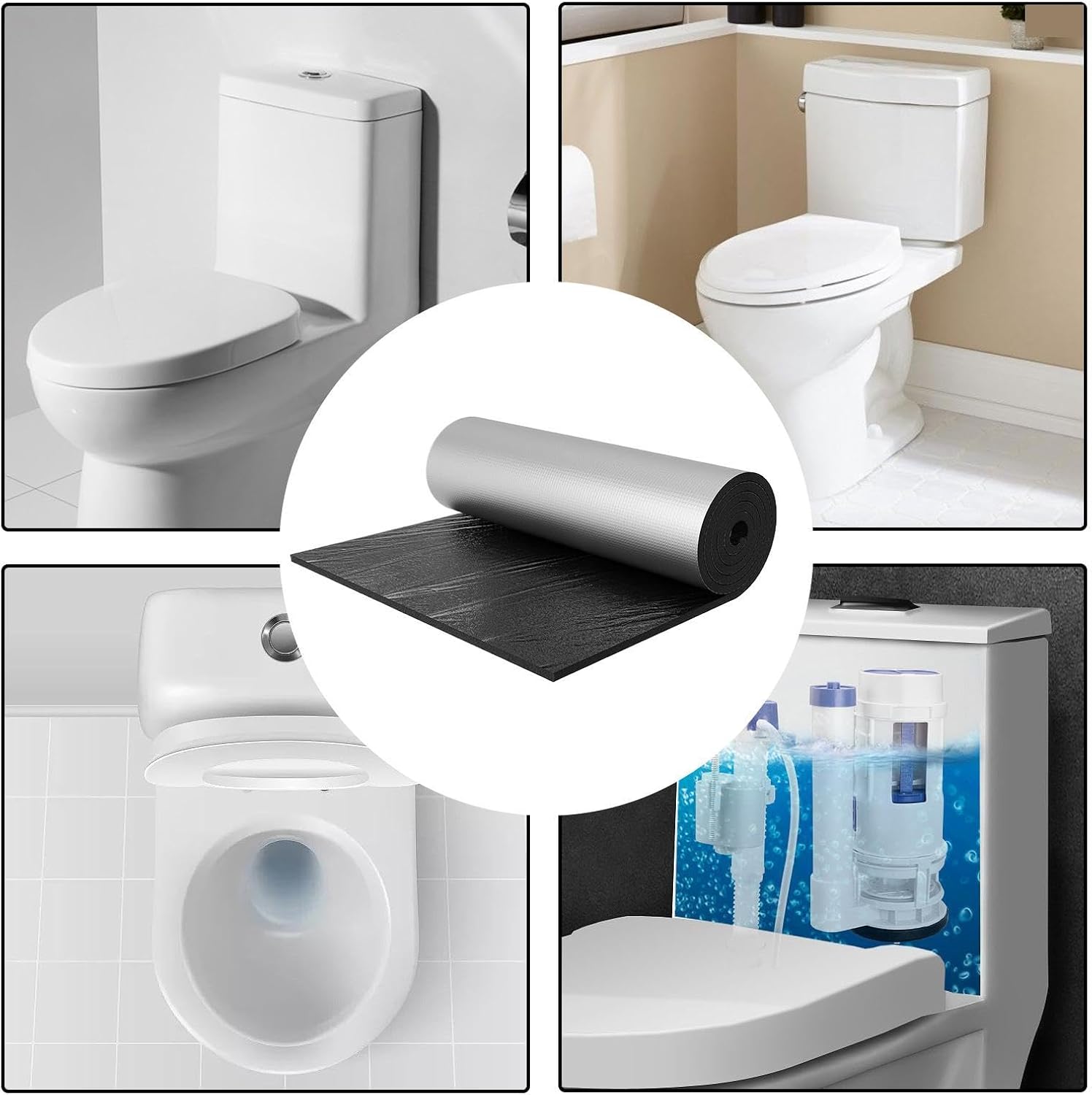 Waterproof Toilet Tank Cover, 100x40cm Rubber Cotton Aluminum Foil Self-Adhesive Tank Liner Anti-Condensation Kit Bathroom Accessory for Home Improvement, Hygiene, Household Use