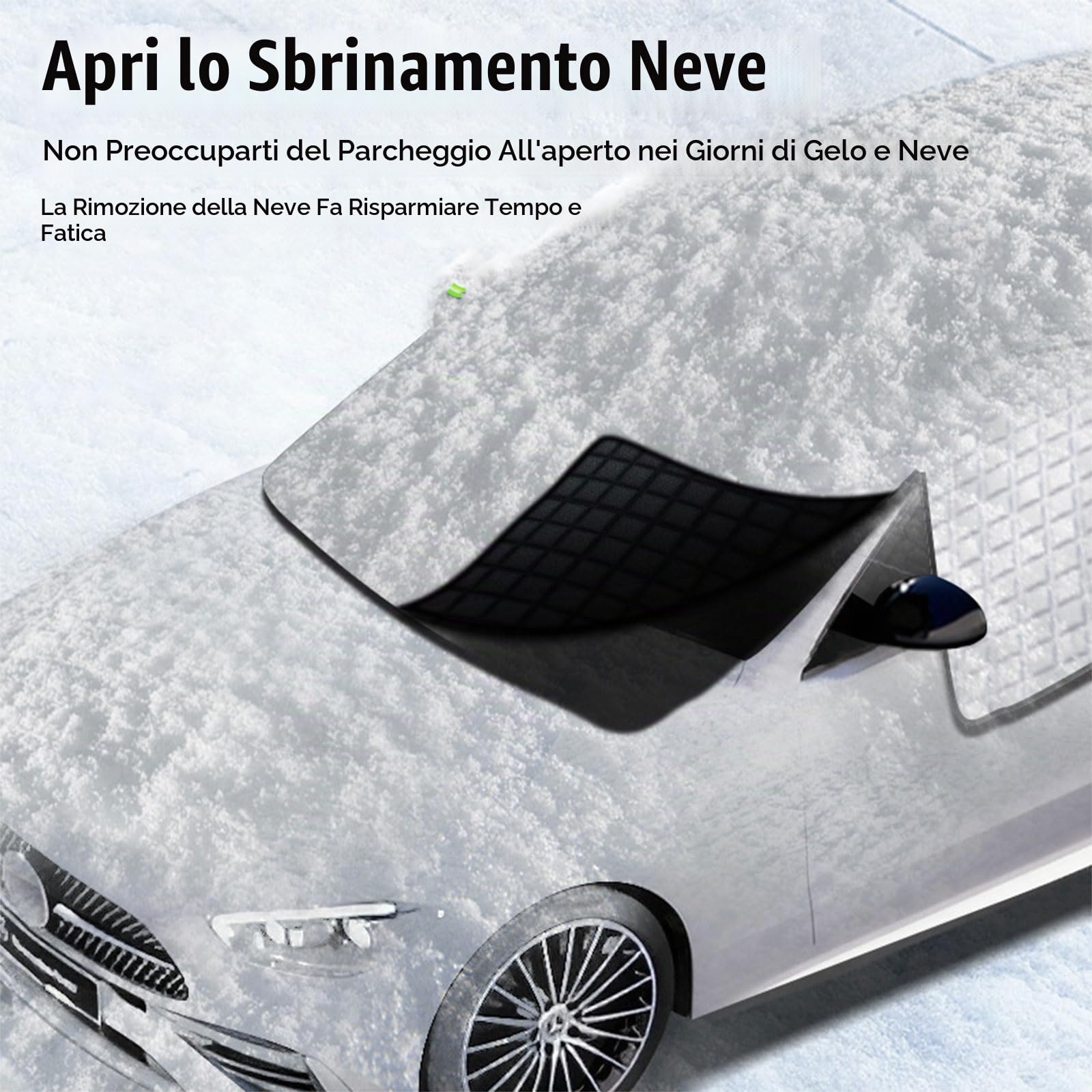 Copertura per parabrezza auto con 6 magneti nascosti, alette laterali a specchio e ganci, protezione solare per parabrezza anteriore, protezione solare per auto per neve, ghiaccio, brina, polvere