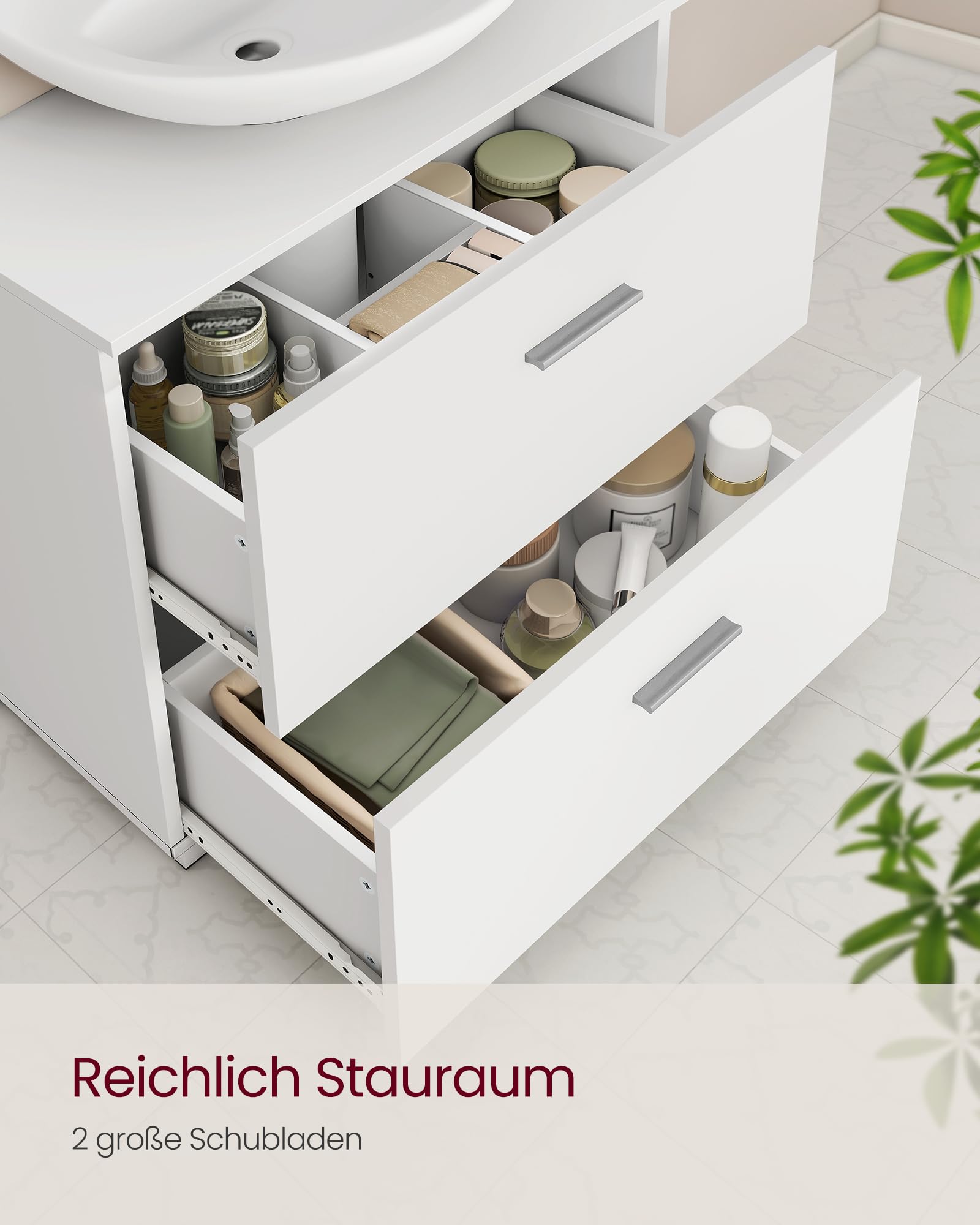 Waschbeckenunterschrank – 2 Schubladen, 60 cm breit