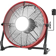 T-SUN 12" Battery Power Floor Fan with 1000LM LED Light, Compatible with Milwaukee Battery, Outdoor Floor Fan Stepless Speed, Cordless Fan Metal High Velocity for Jobsite, Workshop, Garage, Camping
