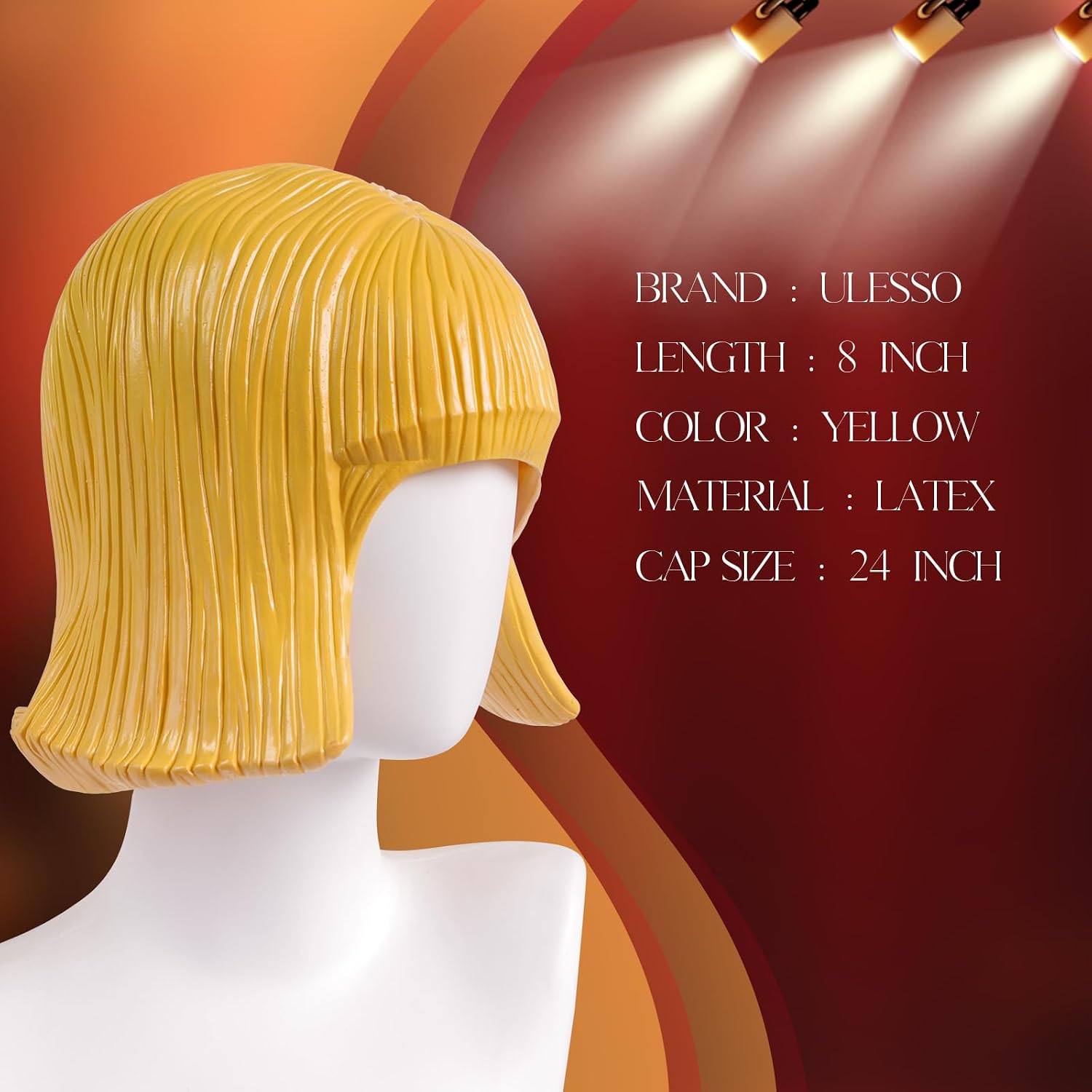 Yellow Latex Wig, Drag Queen Party Gift Funny Wig, Costume Rubber Women Hair Hats for Cosplay, Halloween, and Themed Parties image 4
