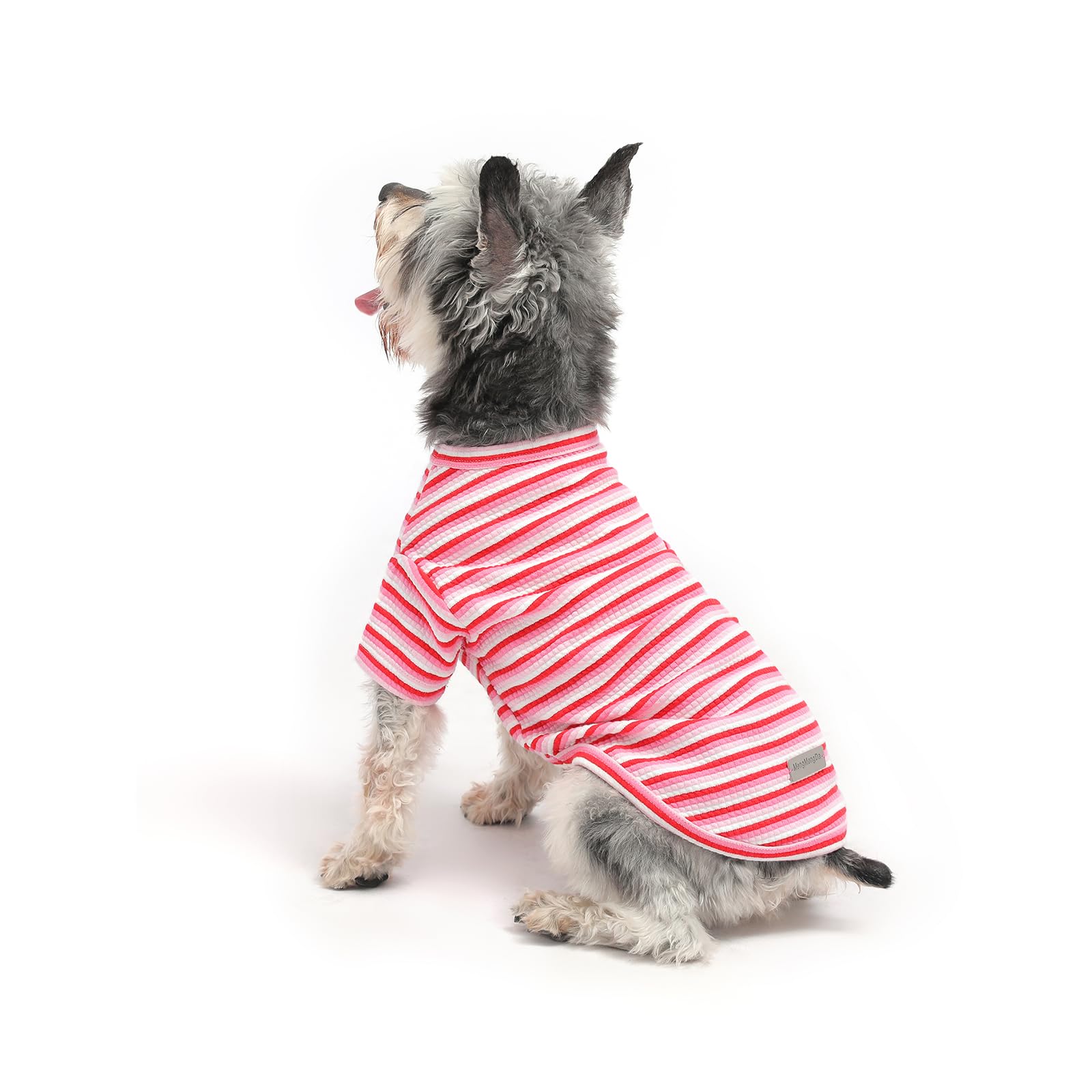 Dog T-Shirts & Shirts for Small to Medium Dogs - Breathable Soft Clothes (Pink Stripe-L) for Schnauzer, Corgi, Dachshund, Male & Female Puppies