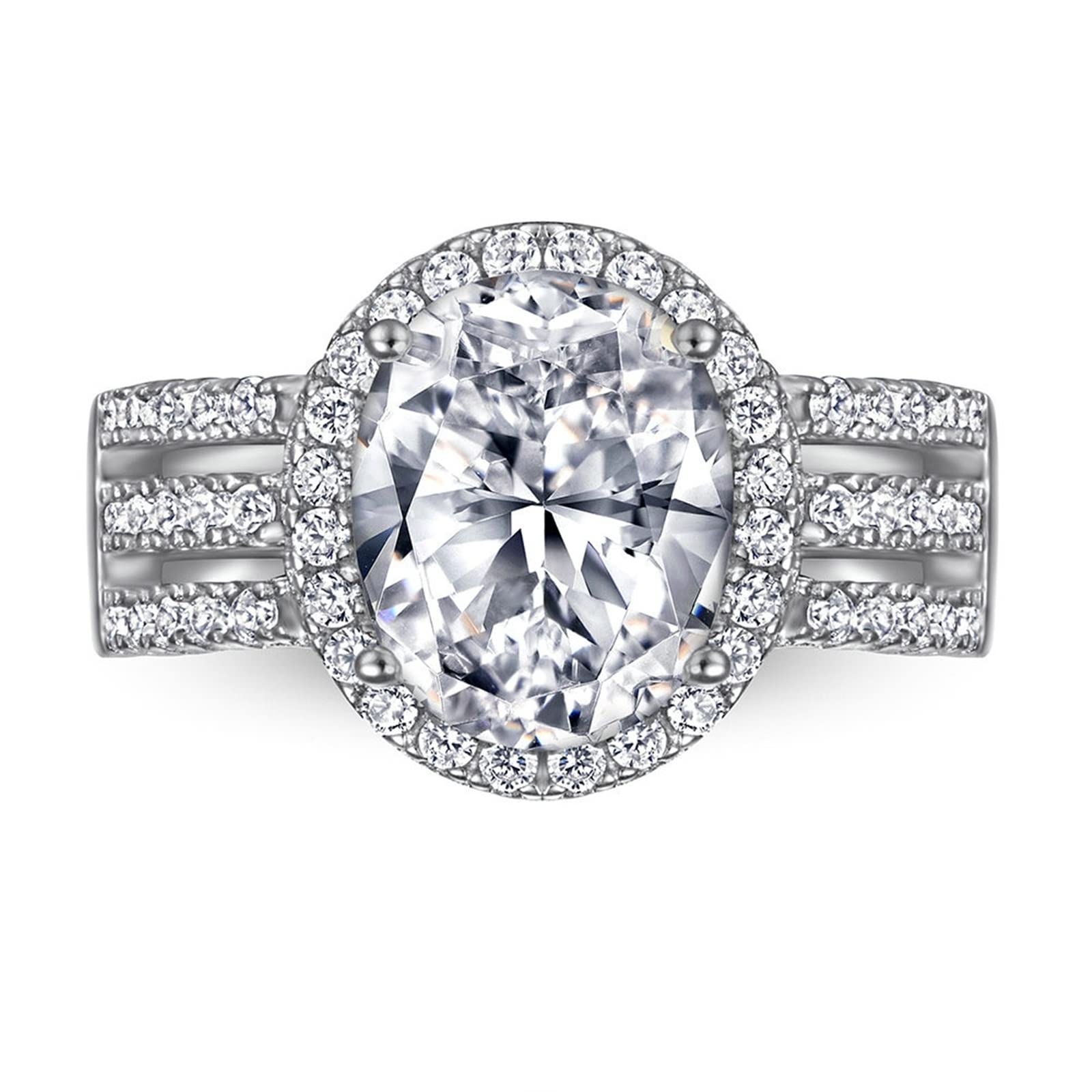 Anillos de compromiso para parejas, anillos de compromiso para mujer, circonita cúbica S925, diseño ovalado, anillo de boda para mujer, L 1/2, plata de ley, Cubic Zirconia