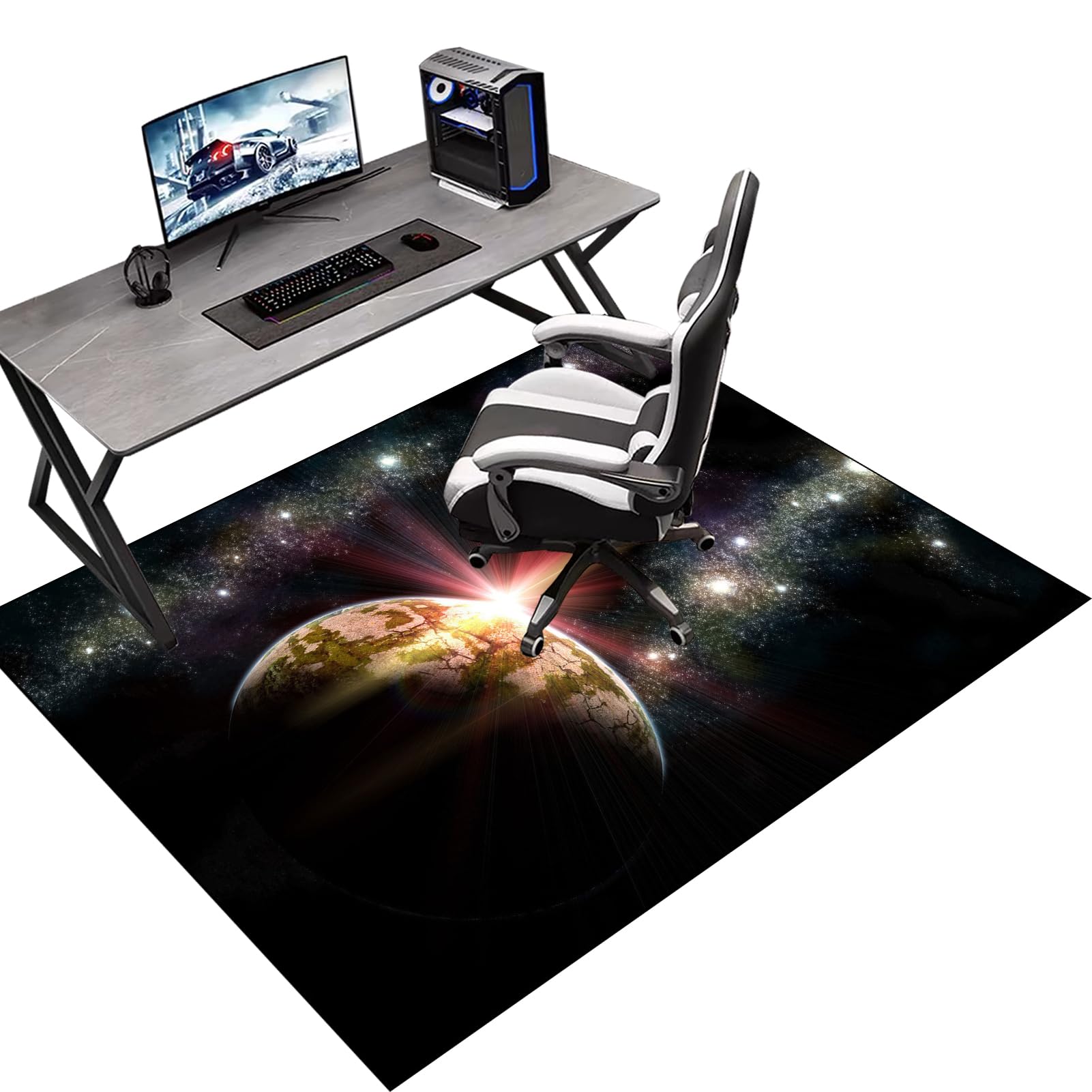 80 x 100 cm Gaming Chair Mat Non-Slip Protective, Office Carpet Protector Chair Mat, Floor Protector for Office Chair, Office Chair Mat for Hardwood Floor, Multi-Purpose Hard Floor Protection Mat
