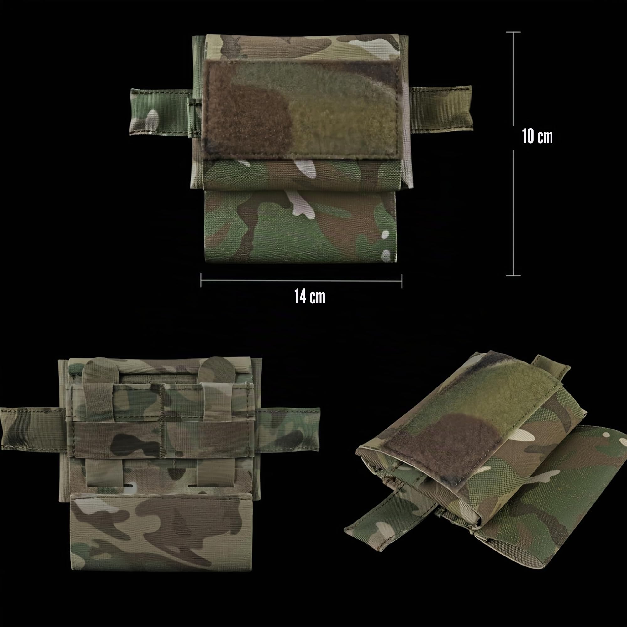 Kit médico táctico 1FAK, kit de t.rauma compacto, compatible con cinturón MOLLE, botiquín de primeros auxilios con soporte para t0rniquete para caza con airsoft (Black)