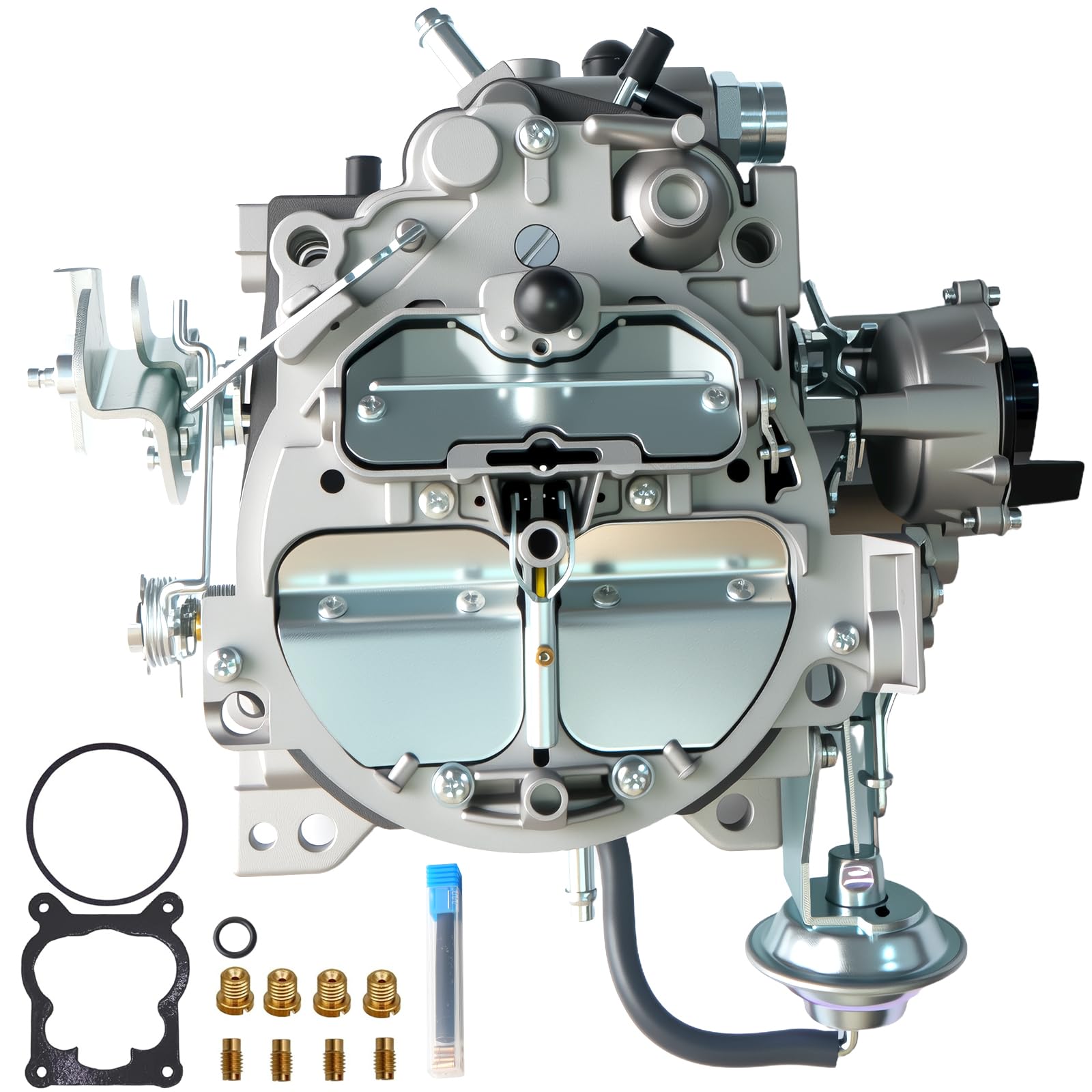 Photo 1 of 1904R 4 Barrel Carburetor for Rochester Quadrajet 4MV - For Chevy 305 350 c.i Engines 1980-1989 with Electric Choke 750 CFM Vacuum Secondary