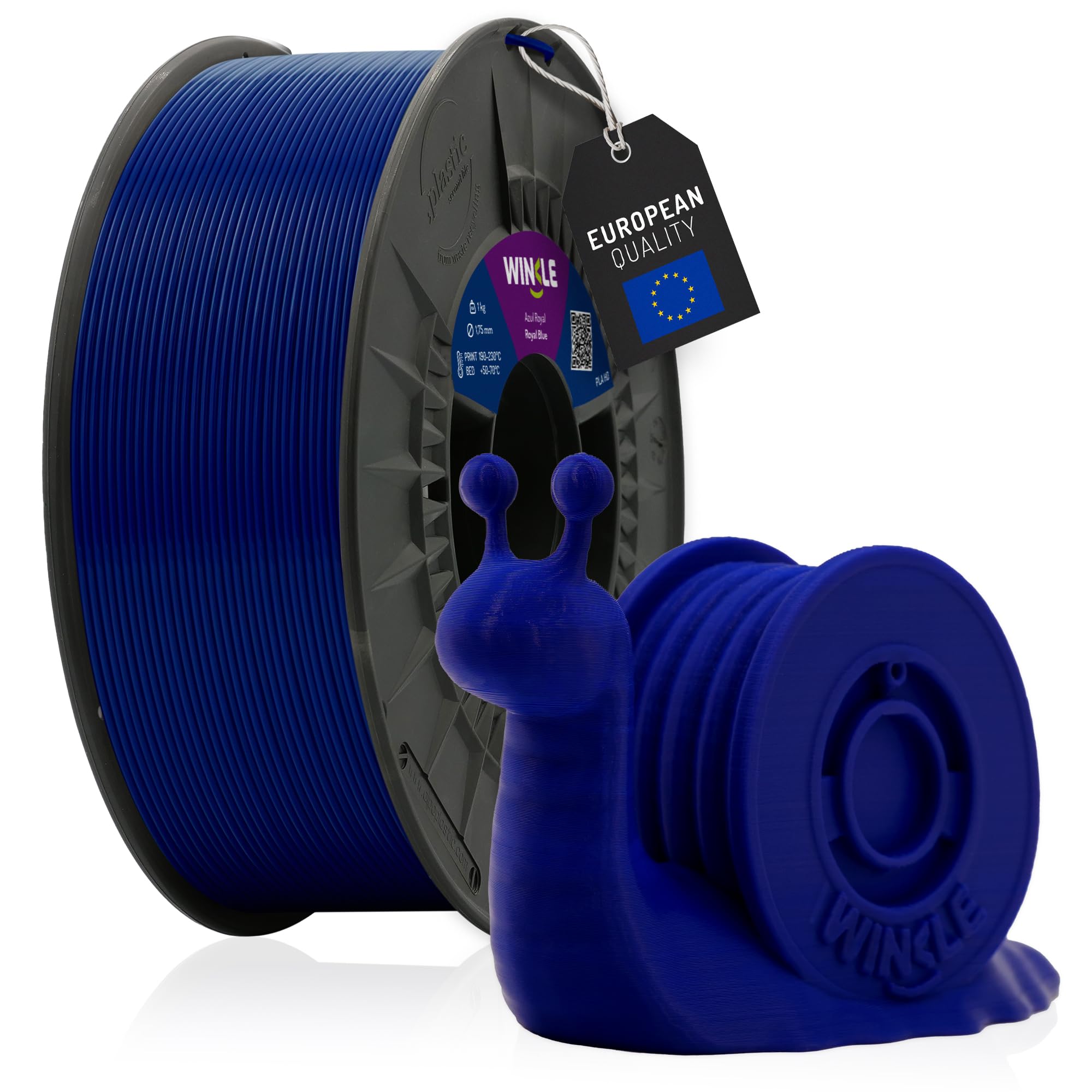 WINKLE Filament PLA HD Royal Blue | Filament do Drukarki 3D 1,75 mm 300 g | Niebieski | Kompatybilny ze Wszystkimi Drukarkami 3D, Dokładność Wymiarowa, Cewka 300g