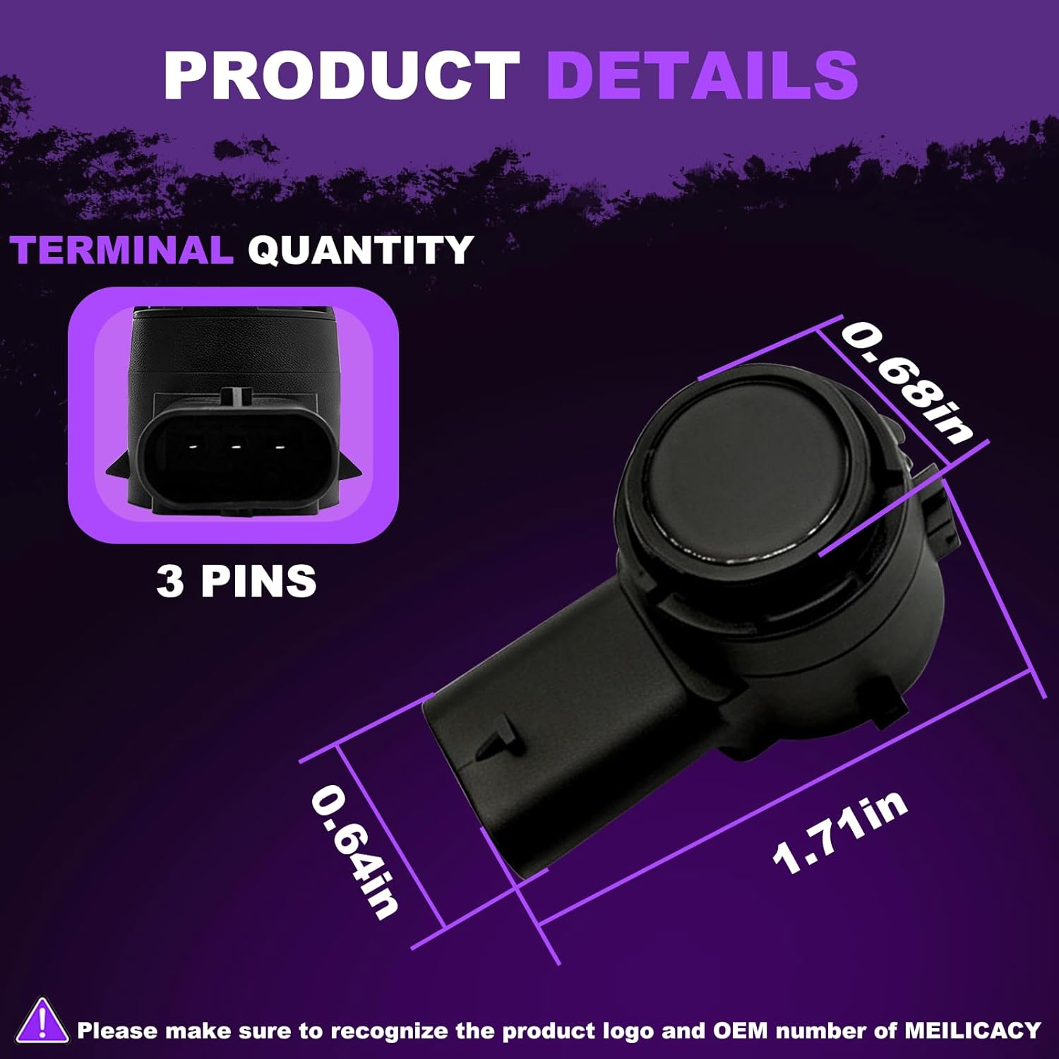 1PC-Radar on the Inside Side Front and Rear Parking Sensor Backup Parking Assist Sensor Pdc Parking Sensor Bumper for 2021-2024 Tesla Model S X Y OEM:2525002-01-D 2525002