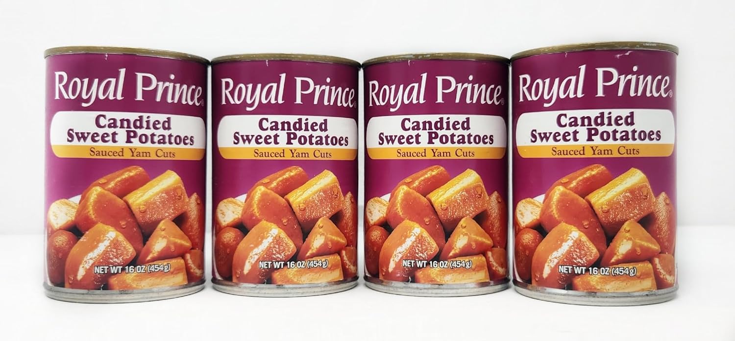 4 pack of Candied Sweet Potatoes - Sauced Yam cuts Royal Prince 16oz Cans