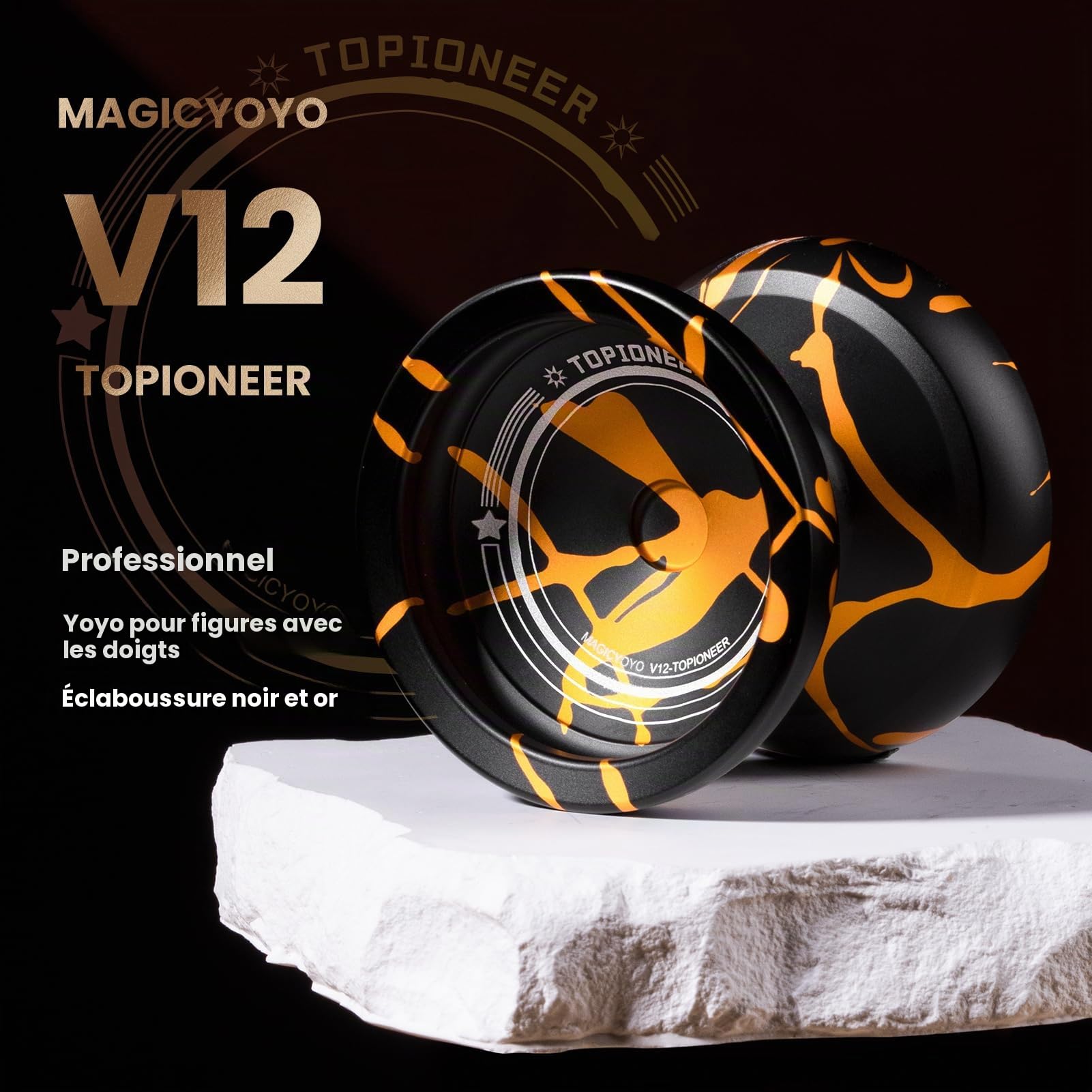 MAGICYOYO V12 Yoyo Yoyo professionnel pour débutants et avancés, double yo-yo en métal réactif et non réactif, yo-yo robuste en alliage d'aluminium, kit de roulement Yoyo inclus
