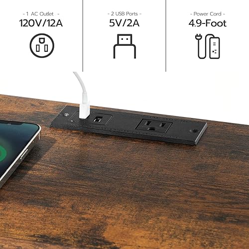 Miniatura 6 de HOOBRO Mesa auxiliar con estación de carga, juego de 2 mesas auxiliares con puertos USB y tomas, estantes de almacenamiento de 3 niveles, mesita de