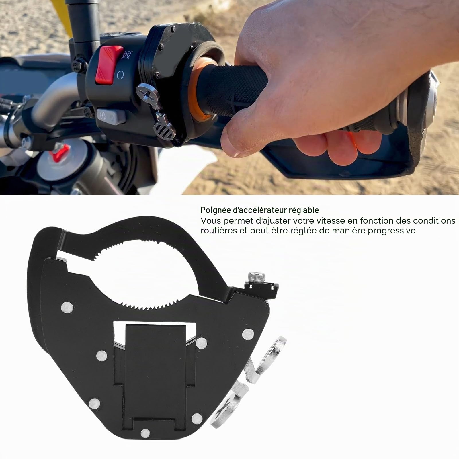 Verrouillage D'accélérateur de Moto, Pince D'assistance Universelle pour Régulateur de Vitesse, Dispositif de Retenue de Contrôle de Vitesse Réglable pour les Longs Trajets, (bas)