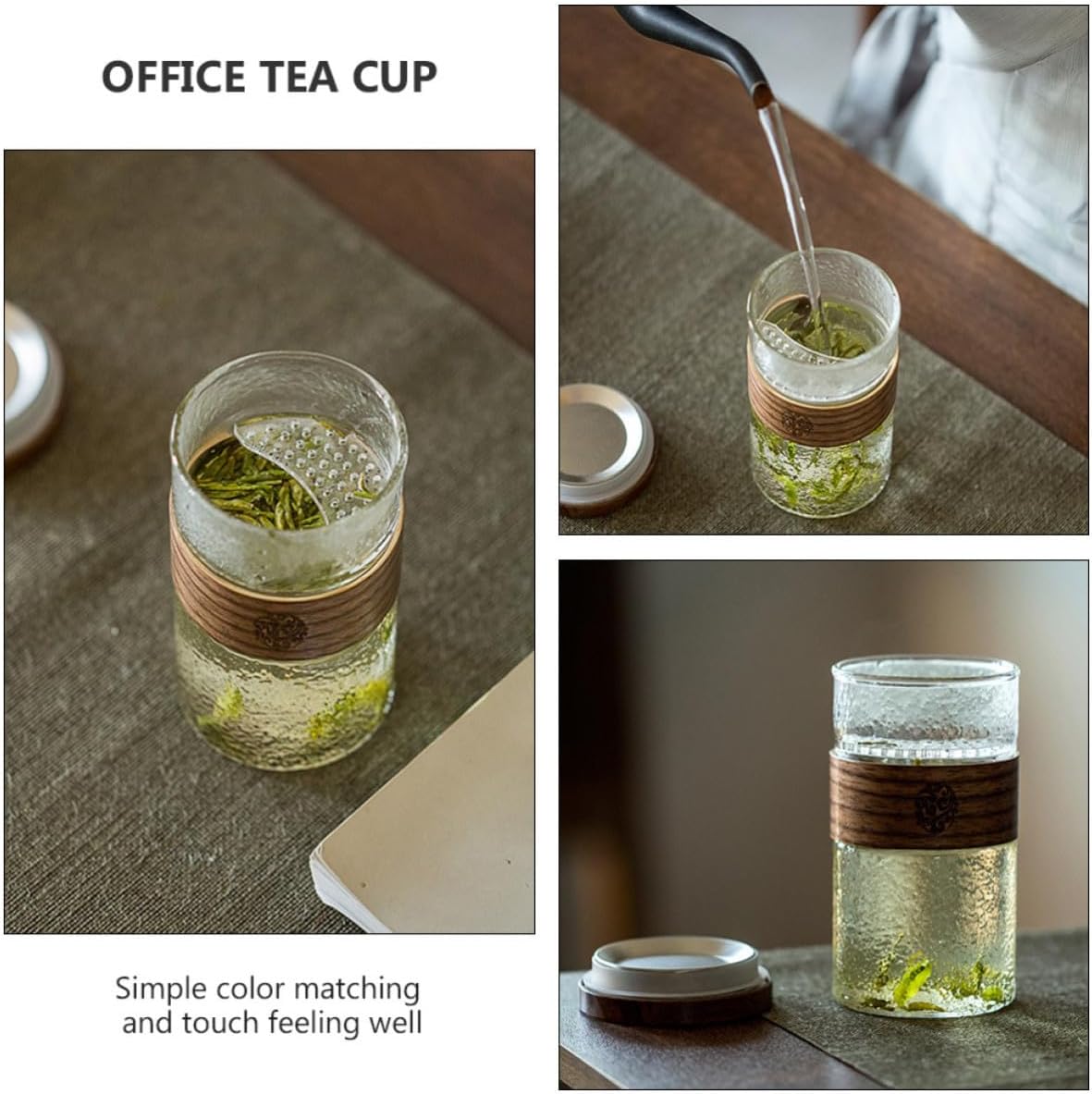 ULTECHNOVO Glass Tea Infuser Cup with Lid for Loose Leaf Tea Lovers