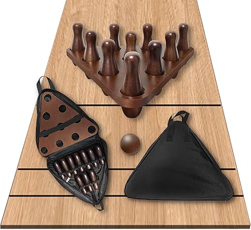 Juego de pasadores de bolos para tejo, juegos de bolos para tejo con 10 pines de bolos para tejo de madera dura arena, marrón, juego de bolos con